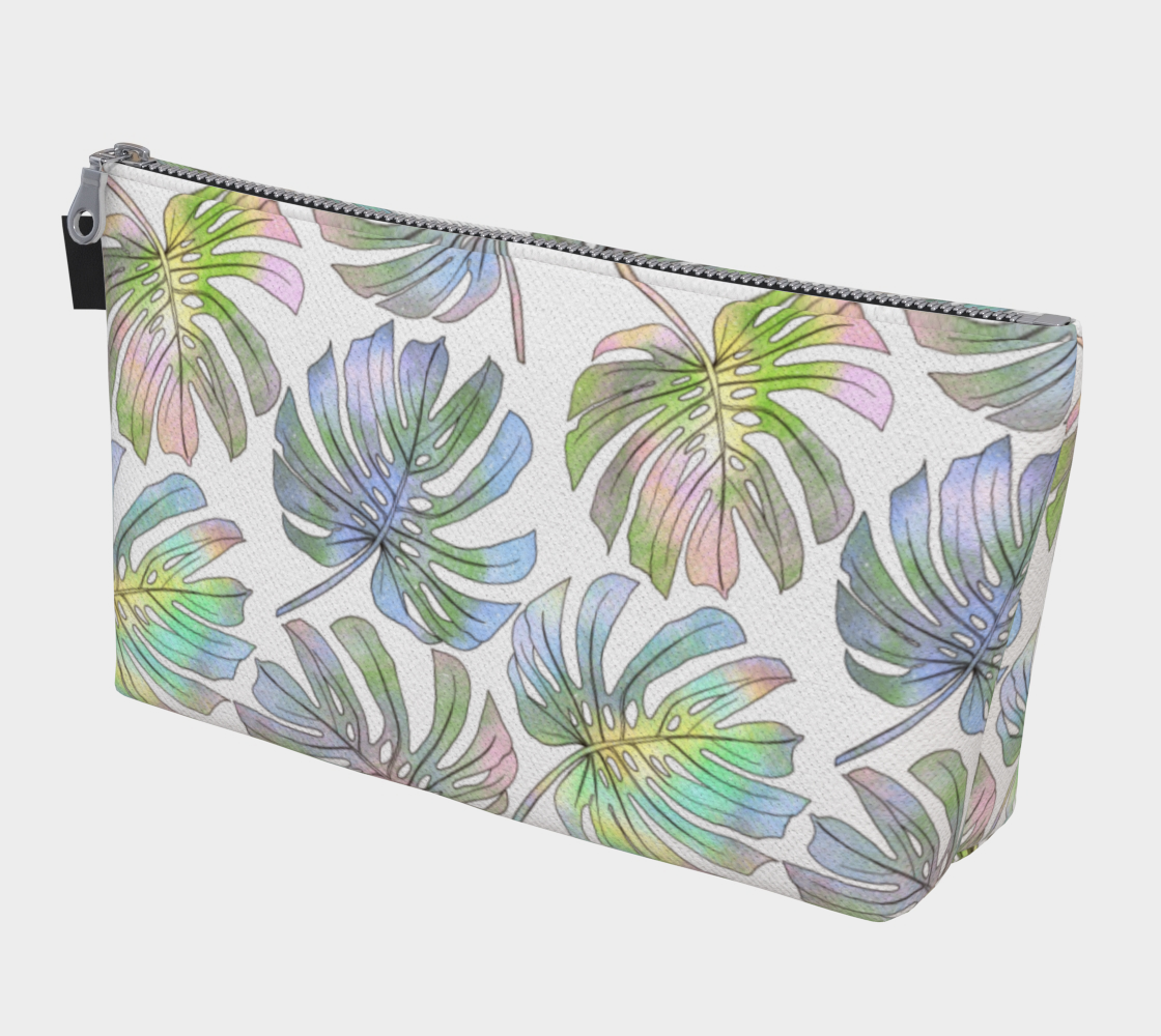 Large Makeup Bag - Monstera Blush